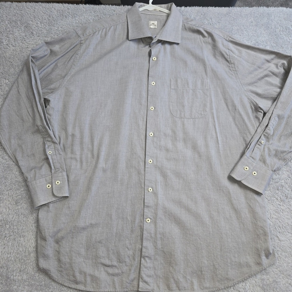 Peter Millar Mens XXL Gray Cotton Twill Long Sleeve Button Down Shirt Pocket